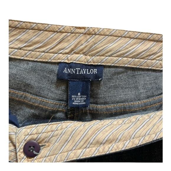 Ann Taylor Women’s Size 8 Dark Wash Wide Leg Jeans Stretch Denim Cropped EUC - Picture 2 of 9